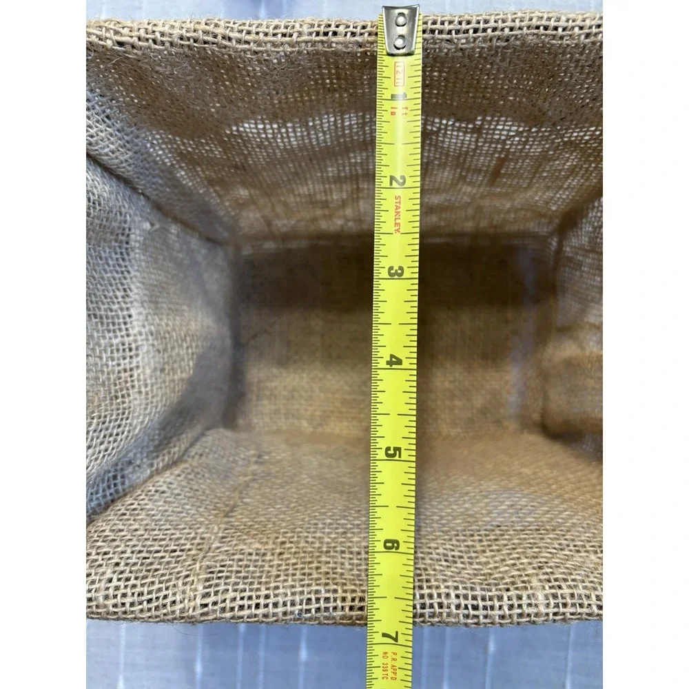 Rustic Country Farmhouse-style wire storage basket with removable burlap liner